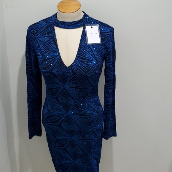 NEW Endless Rose Long Sleeves Sexy Bodycon Glitter Dress Size S - Picture 2 of 6